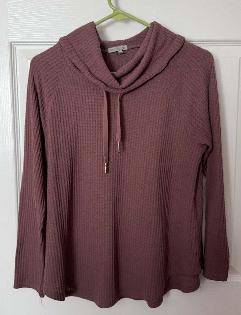 Charlotte Russe Mauve Waffle Knit Cowl Neck Hoodie size medium